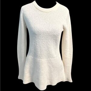 Brochu Walker Cashmere Silk Wool Cream Peplum Sweater XS